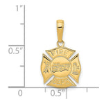 10K / 14K Yellow Gold Fire Dept Shield Pendant - Product Photo