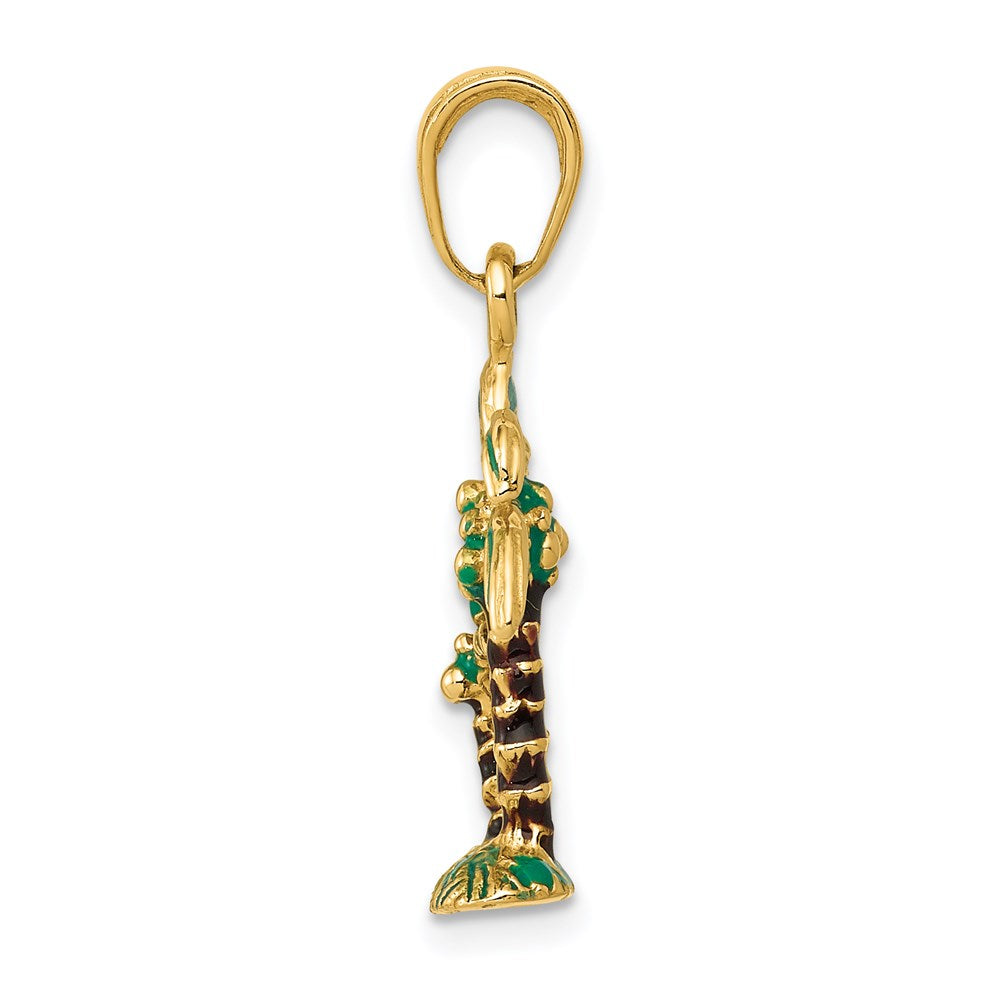 14k 3D Enameled Palm Trees Pendant - Product Photo