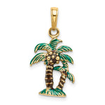 14k 3D Enameled Palm Trees Pendant - Product Photo