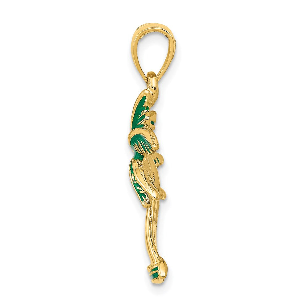 14k Enameled Palm Tree Pendant - Product Photo