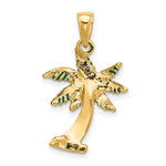 14k Enameled Palm Tree Pendant - Product Photo