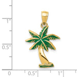 14k Enameled Palm Tree Pendant - Product Photo