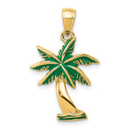 14k Enameled Palm Tree Pendant - Product Photo