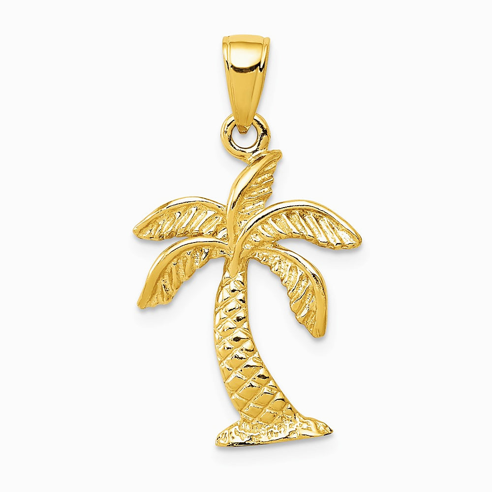 10K / 14K Yellow Gold Palm Tree Pendant - Product Photo