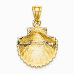 10K / 14K Yellow Gold Scallop Shell Pendant - Product Photo