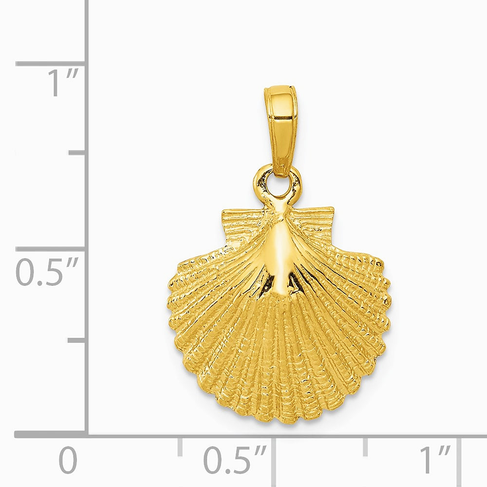 10K / 14K Yellow Gold Scallop Shell Pendant - Product Photo