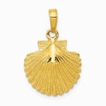 10K / 14K Yellow Gold Scallop Shell Pendant - Product Photo