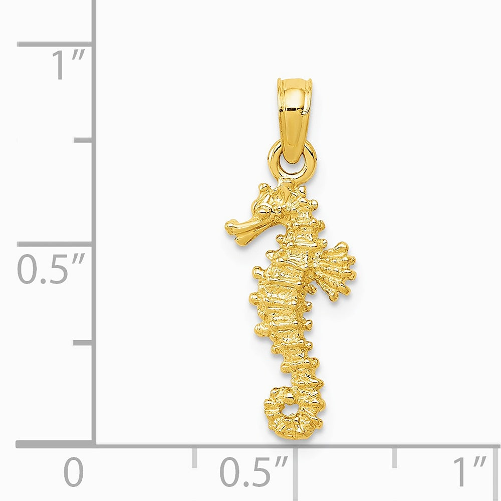 10K / 14K Yellow Gold Seahorse Pendant - Product Photo
