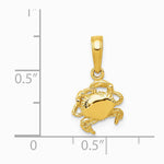 10K / 14K Yellow Gold Crab Pendant - Product Photo