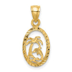 14K Dolphin and Palm Tree Pendant - Product Photo