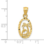 14K Dolphin and Palm Tree Pendant - Product Photo