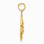 10K / 14K Yellow Gold Double Dolphin Circle Pendant - Product Photo