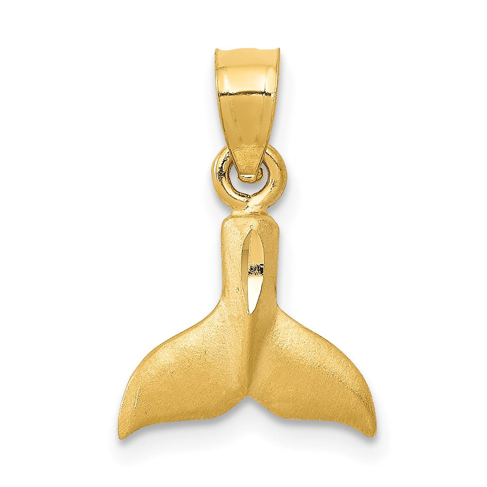 14K 3D Whale Tail Pendant - Product Photo