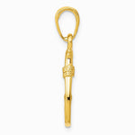 10K / 14K Yellow Gold 3D Fish Hook Pendant - Product Photo