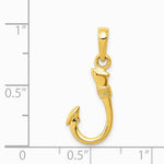 10K / 14K Yellow Gold 3D Fish Hook Pendant - Product Photo