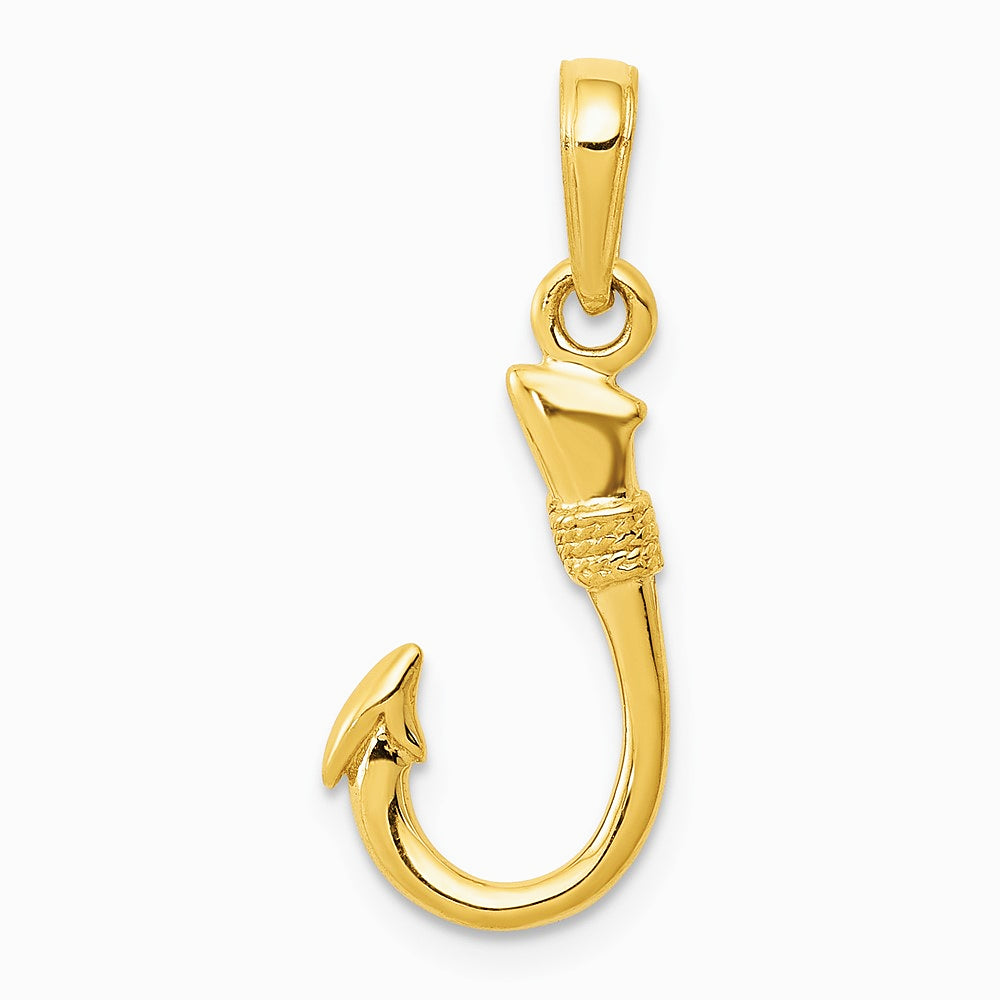10K / 14K Yellow Gold 3D Fish Hook Pendant - Product Photo