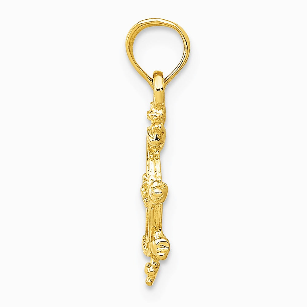 10K / 14K Yellow Gold Ship Wheel Pendant - Product Photo