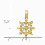 10K / 14K Yellow Gold Ship Wheel Pendant - Product Photo