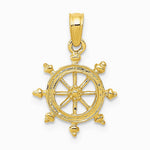 10K / 14K Yellow Gold Ship Wheel Pendant - Product Photo