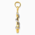 10K / 14K Two-tone 3D Anchor W/Rope Pendant - Product Photo