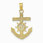 10K / 14K Yellow Gold Mariner's Cross Pendant - Product Photo
