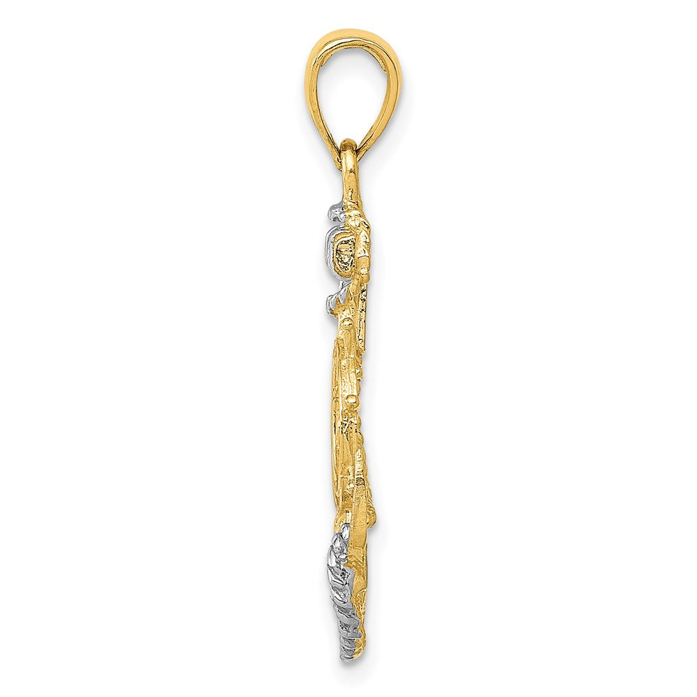 10K / 14K Yellow with Rhodium with Rhodium Anchor with Rope Pendant - Product Photo