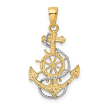 10K / 14K Yellow with Rhodium with Rhodium Anchor with Rope Pendant - Product Photo
