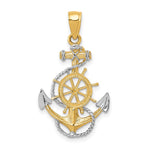 10K / 14K Yellow with Rhodium with Rhodium Anchor with Rope Pendant - Product Photo