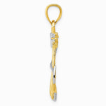 10K / 14K Yellow with Rhodium Yellow Gold W/ Rhodium Anchor with Rope Pendant - Product Photo