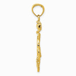 10K / 14K Yellow Gold Large Anchor with Wheel Pendant - Product Photo