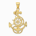 10K / 14K Yellow Gold Large Anchor with Wheel Pendant - Product Photo
