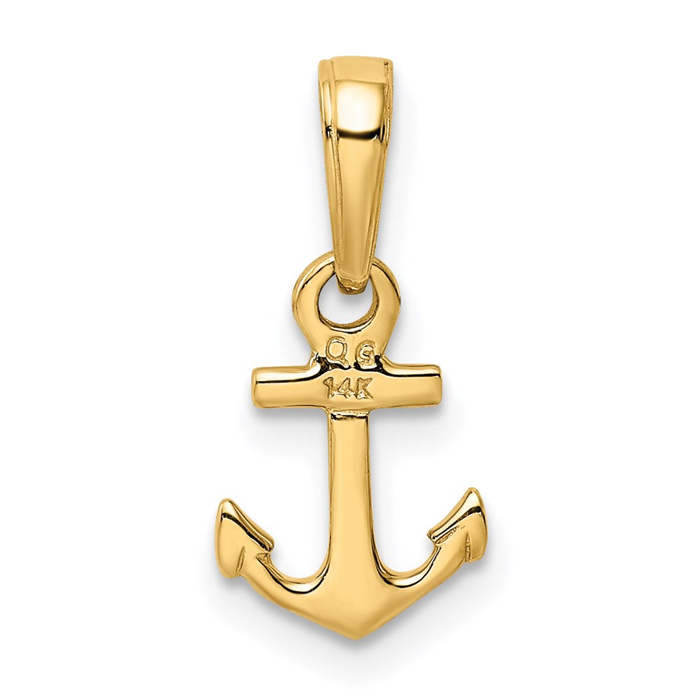 10K / 14K Yellow Gold Mini Anchor Pendant - Product Photo