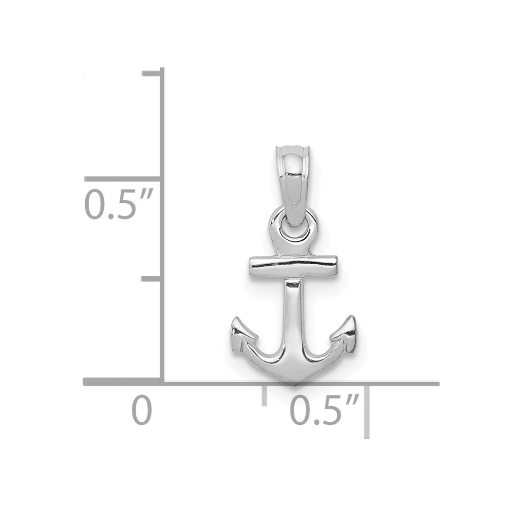 10K / 14K White Gold Mini Anchor Pendant - Product Photo