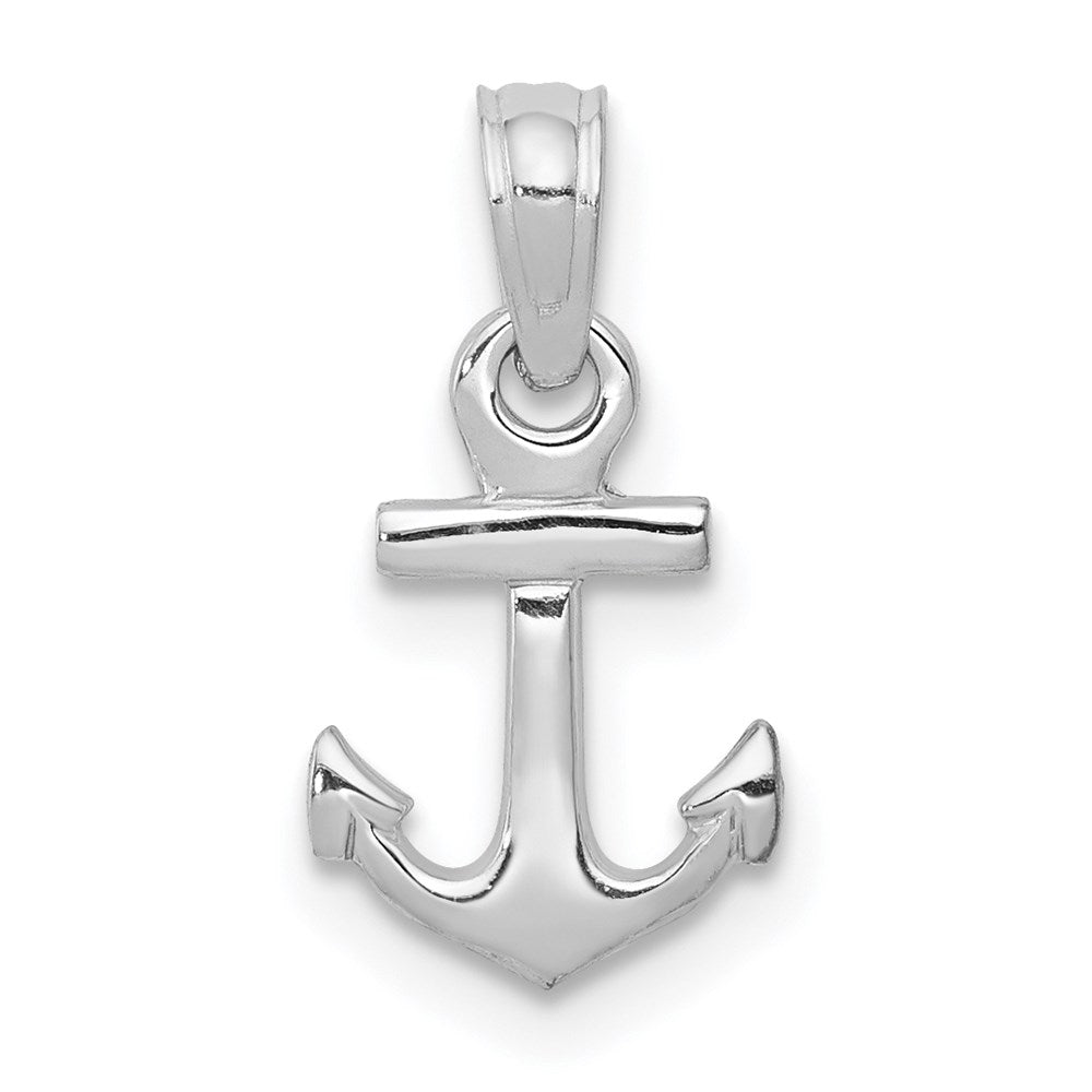 10K / 14K White Gold Mini Anchor Pendant - Product Photo
