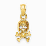 10K / 14K Yellow Gold Skull and Cross Bones Pendant - Product Photo