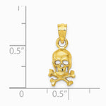 10K / 14K Yellow Gold Skull and Cross Bones Pendant - Product Photo