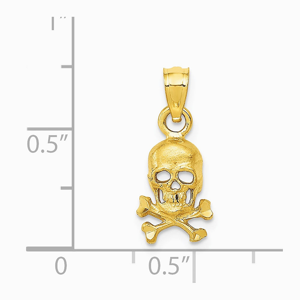 10K / 14K Yellow Gold Skull and Cross Bones Pendant - Product Photo