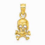 10K / 14K Yellow Gold Skull and Cross Bones Pendant - Product Photo