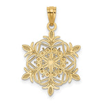 14k w/ Rhodium Diamond-cut Snowflake Pendant - Product Photo