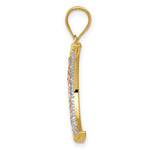 14K Two-tone w/White Rhodium Diamond-cut Moon Pendant - Product Photo