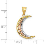 14K Two-tone w/White Rhodium Diamond-cut Moon Pendant - Product Photo