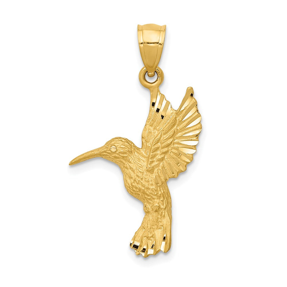 14K Diamond-cut Hummingbird Pendant - Product Photo