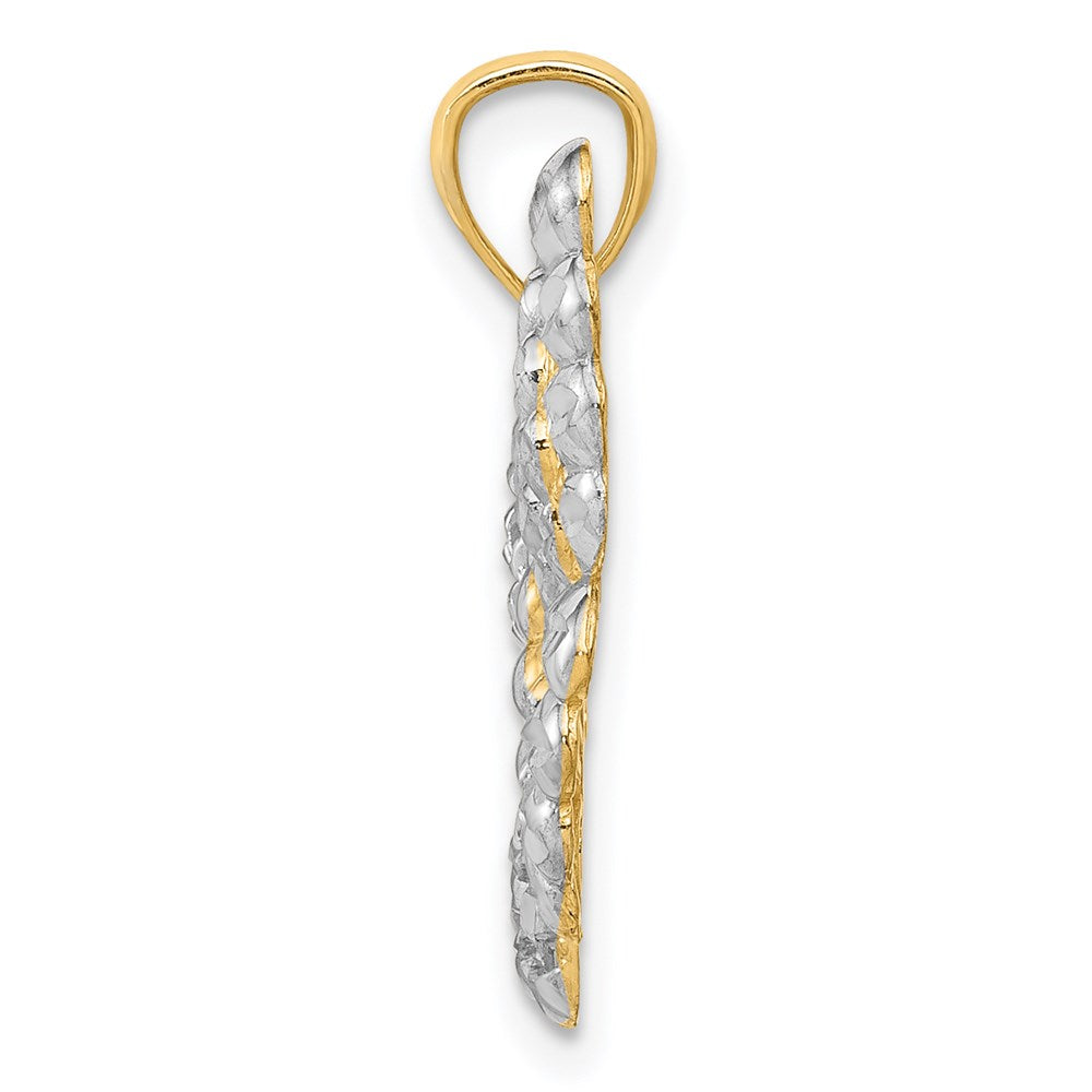 14k and Rhodium Diamond-cut Butterfly Pendant - Product Photo