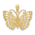 14k and Rhodium Diamond-cut Butterfly Pendant - Product Photo