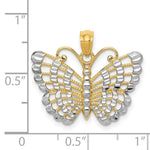 14k and Rhodium Diamond-cut Butterfly Pendant - Product Photo