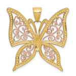 14K Two-tone with White Rhodium Diamond-cut Butterfly Pendant - Product Photo