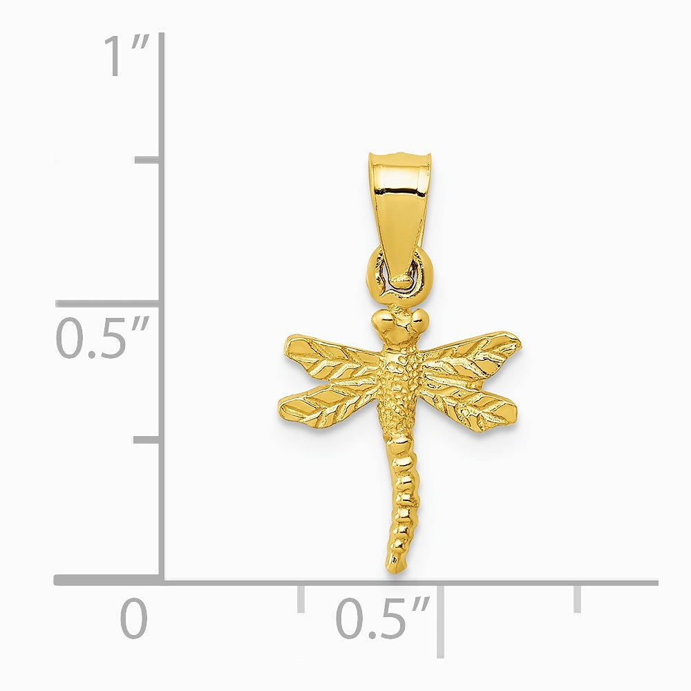 10K / 14K Yellow Gold Dragonfly Pendant - Product Photo