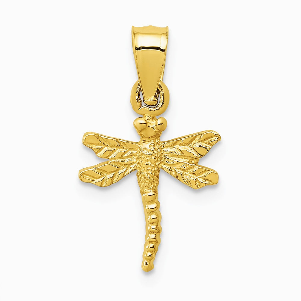 10K / 14K Yellow Gold Dragonfly Pendant - Product Photo