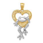 14k and Rhodium D/C Frog in Heart Pendant - Product Photo