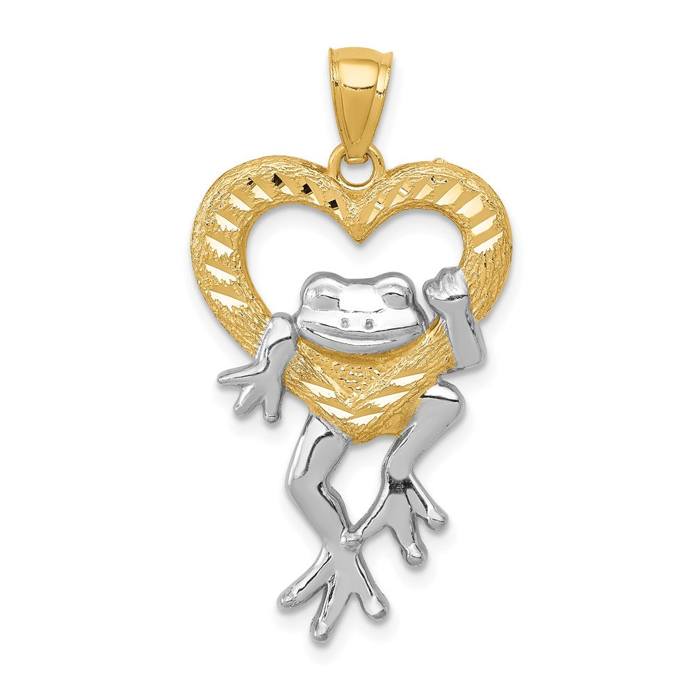 14k and Rhodium D/C Frog in Heart Pendant - Product Photo